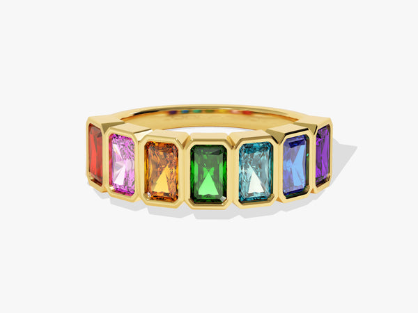 Rainbow Birthstone Ring in 14K Solid Gold