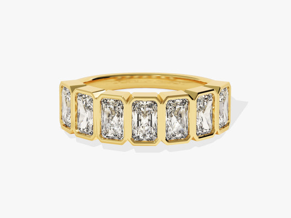 14k Gold Half Eternity Radiant Cut Birthstone Ring