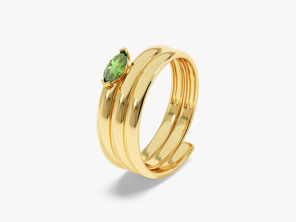 Birthstone Snake Ring - Gold Vermeil