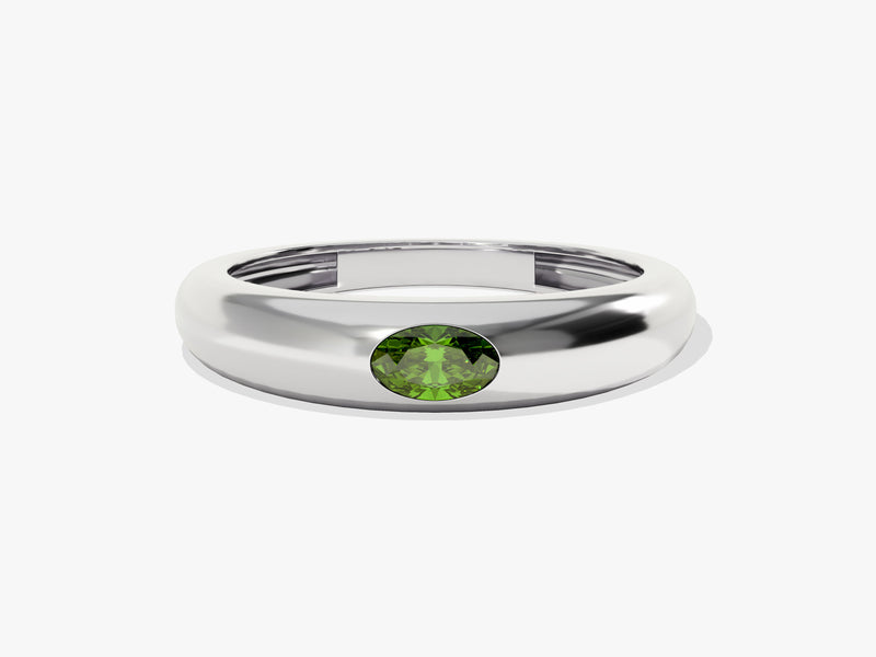 Flush Set Oval Cut Birthstone Ring