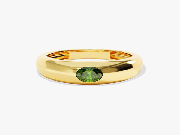 Flush Set Oval Cut Birthstone Ring - Gold Vermeil