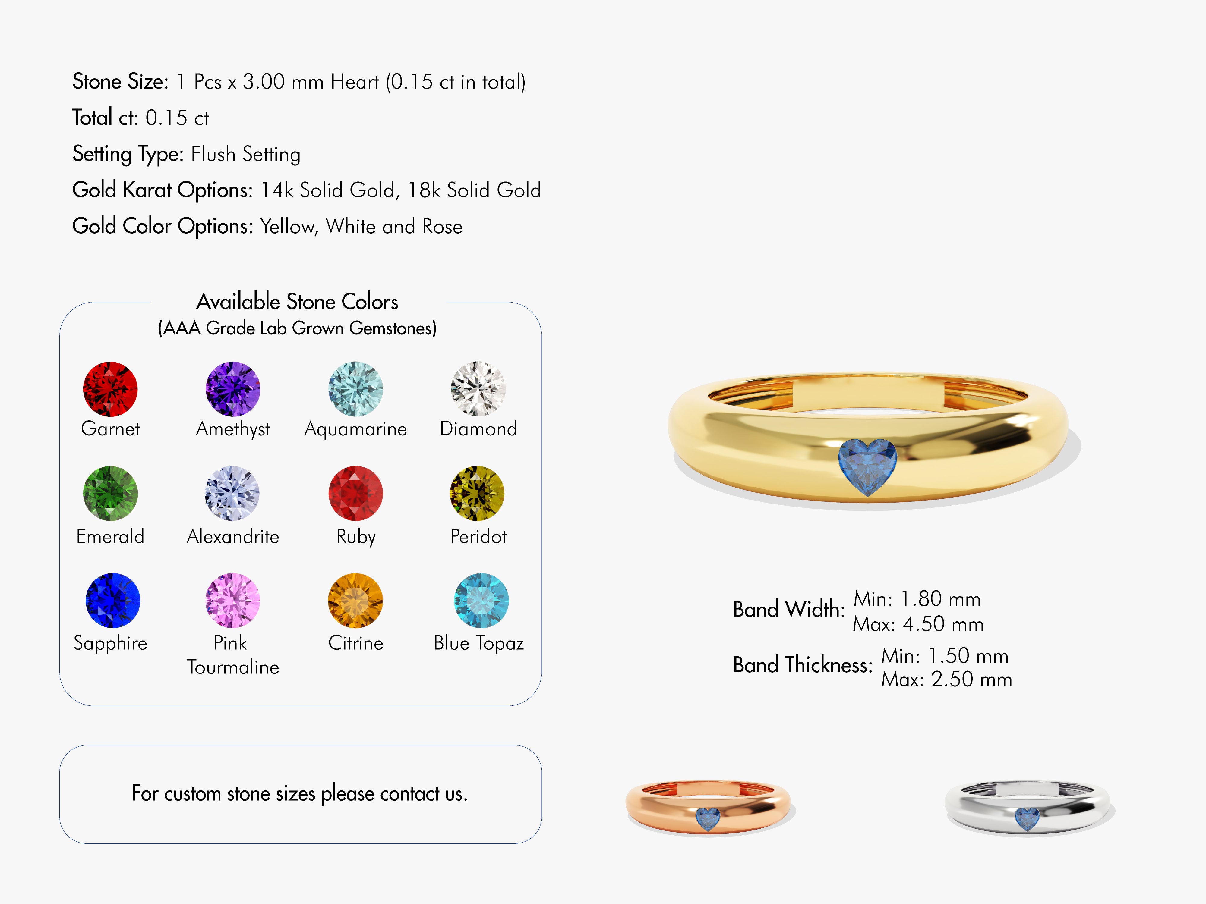 Gold ring with heart gemstone, customizable jewelry options