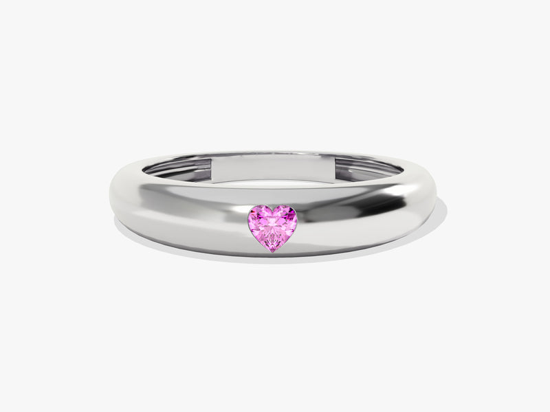 Flush Set Heart Cut Birthstone Ring