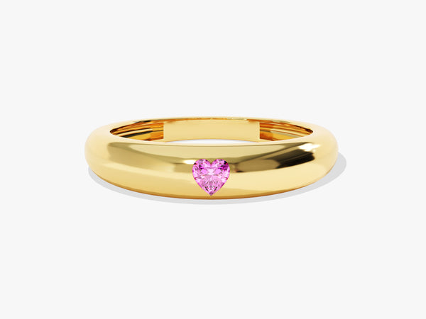 Flush Set Heart Cut Birthstone Ring - Gold Vermeil