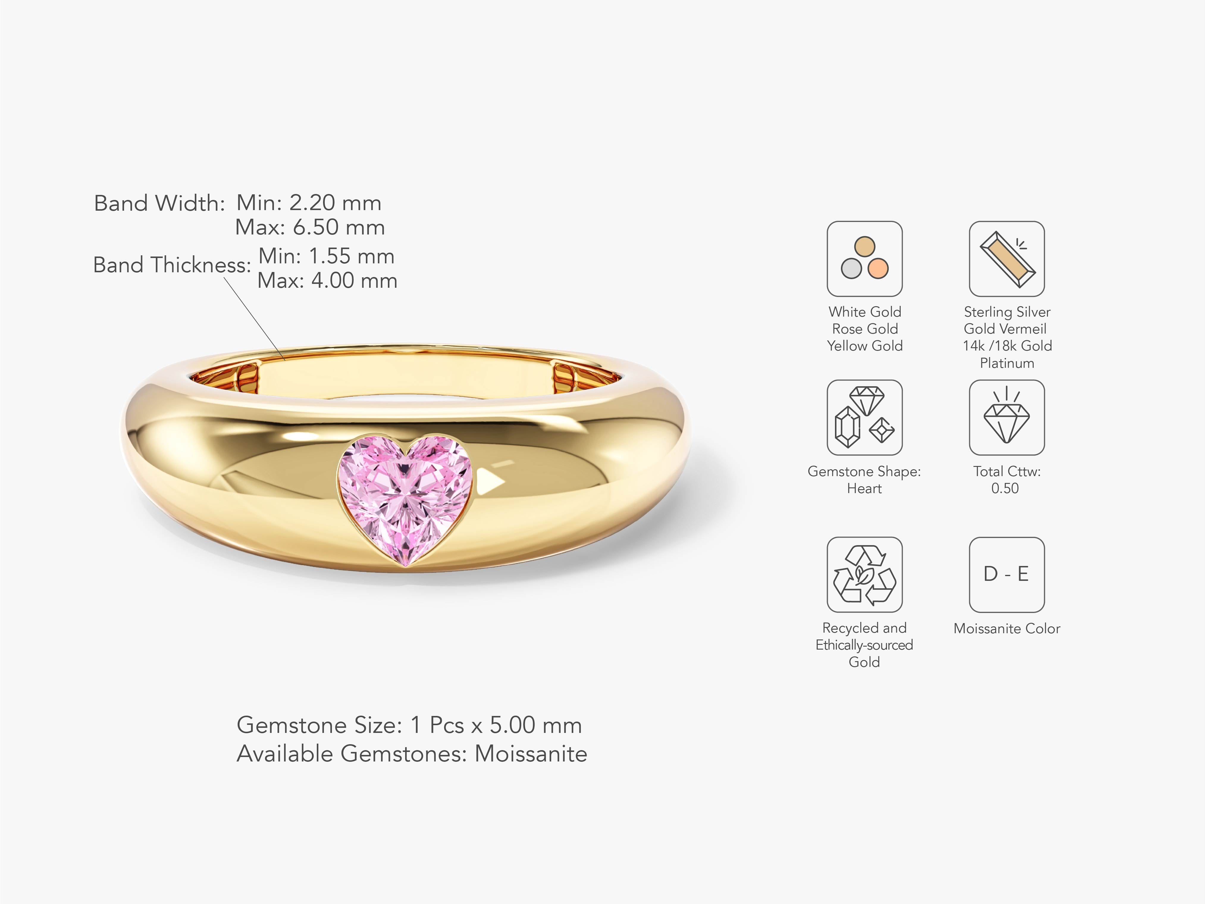 Gold ring with pink heart moissanite gemstone
