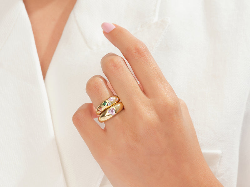 Flush Set Heart Cut Bold Promise Ring