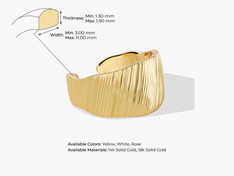 Brushed Bold Ring in 14K Solid Gold