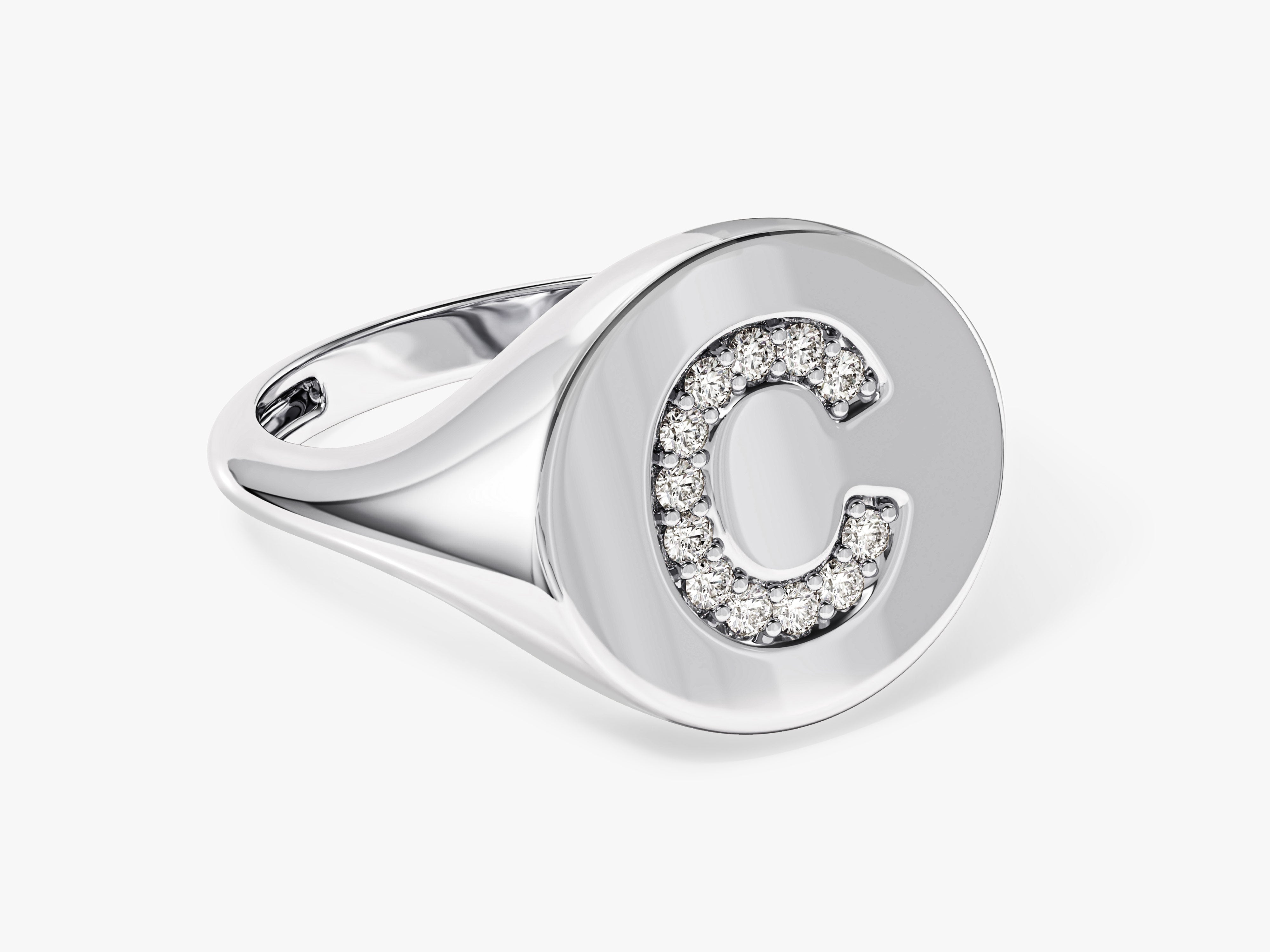 Diamond initial C signet ring, luxury jewelry, personalized gift