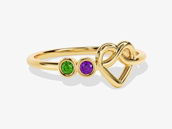 Infinity Heart Birthstone Ring in 14k Solid Gold