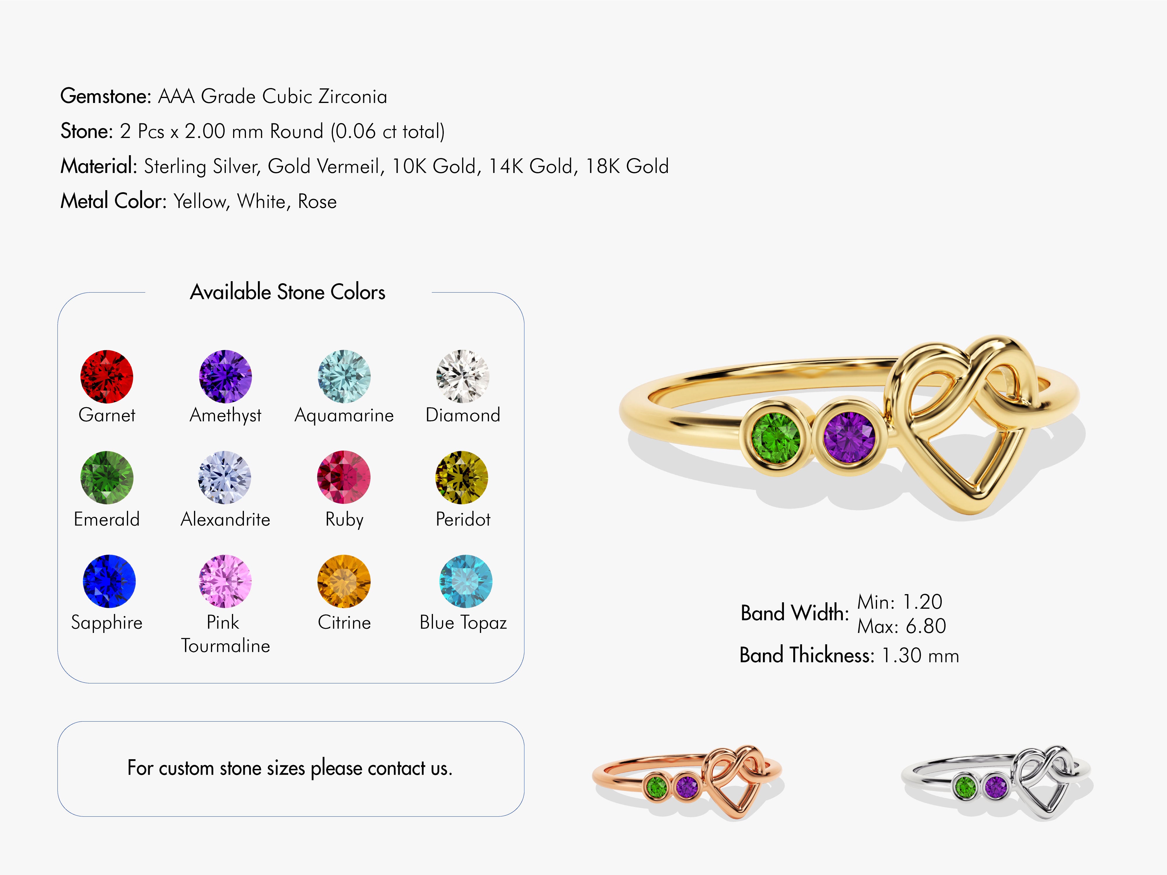 Infinity Heart Birthstone Ring