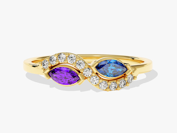 Duo Marquise Birthstone Ring in 14K Solid Gold