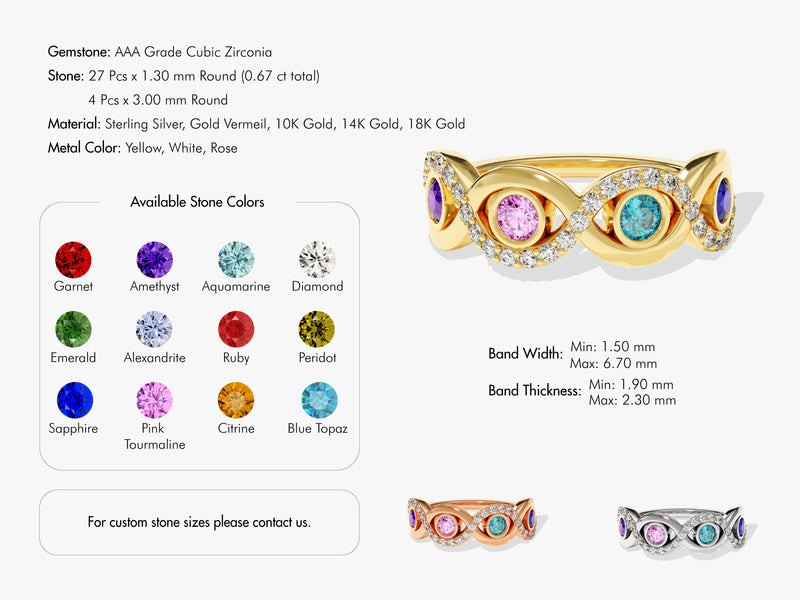 Infinity Family Birthstone Ring