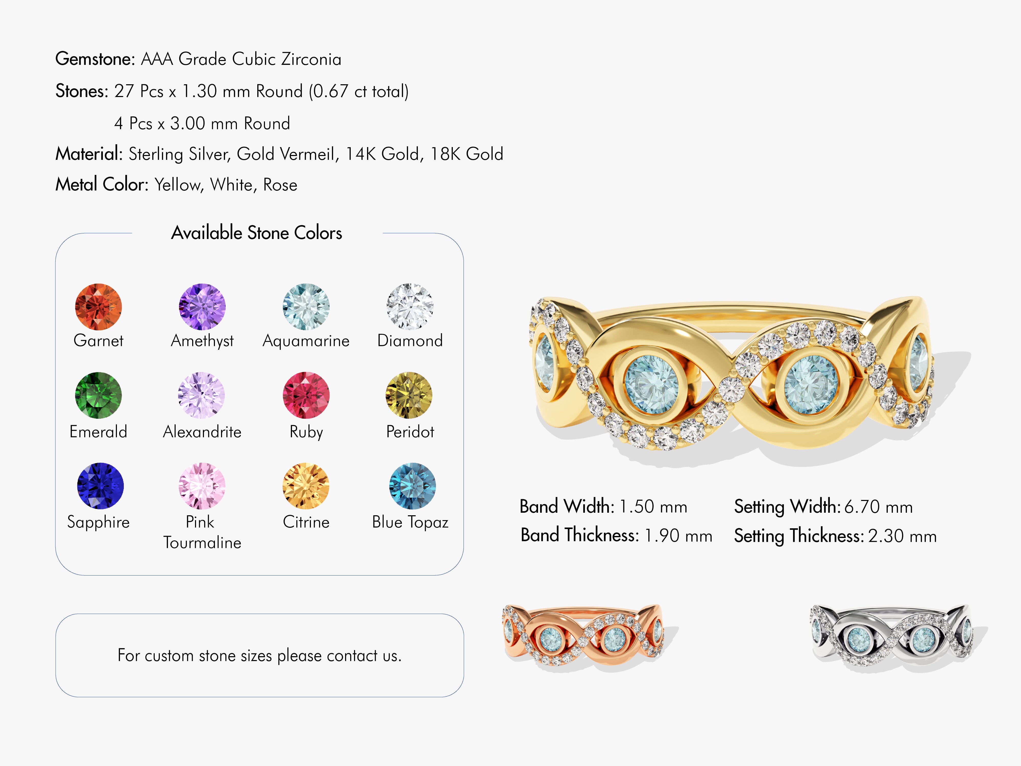 Infinity Family Birthstone Ring