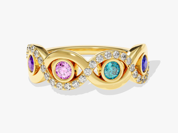 Infinity Family Birthstone Ring in 14K Solid Gold