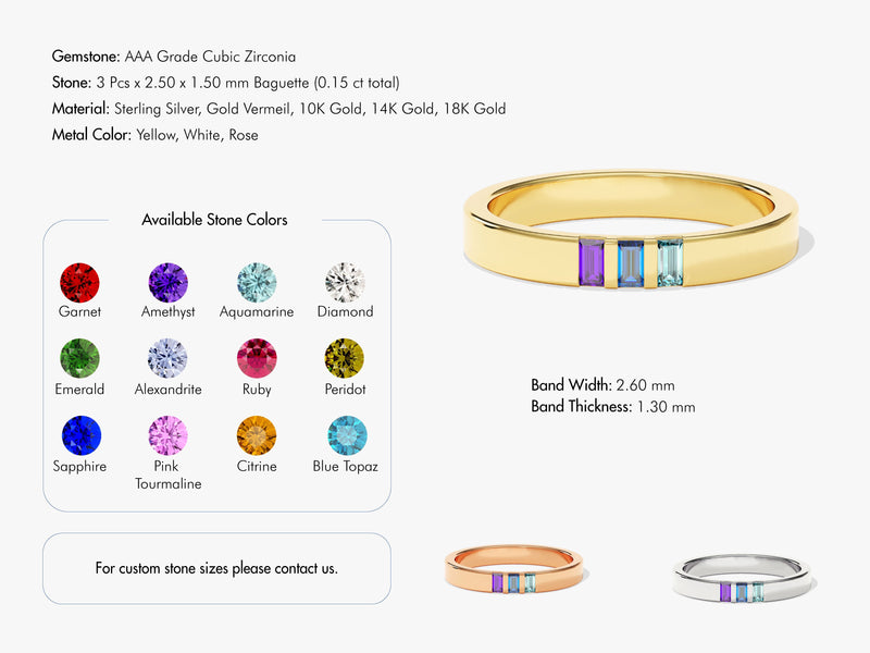 Baguette Multi Birthstone Ring