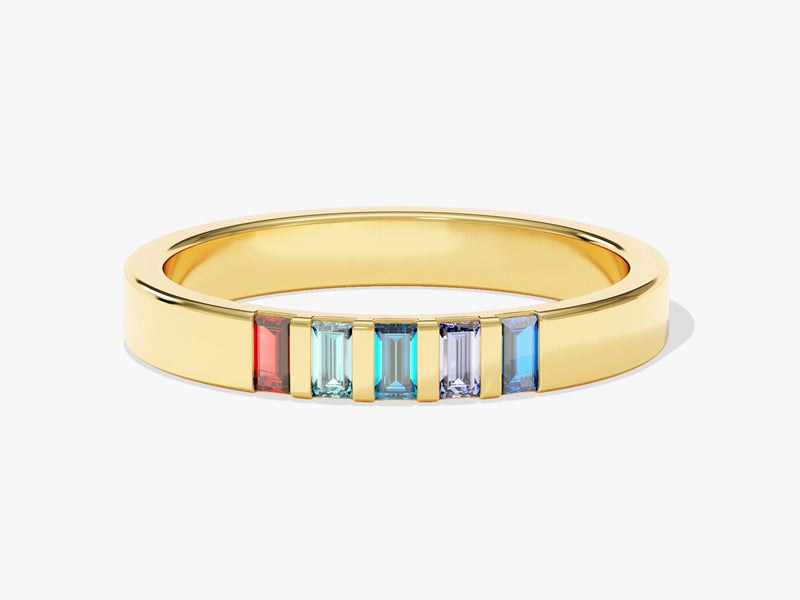 Baguette Multi Birthstone Ring