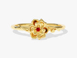 Birthflower Ring with Birthstone in 14k Solid Gold