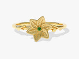 Birthflower Ring with Birthstone in 14k Solid Gold