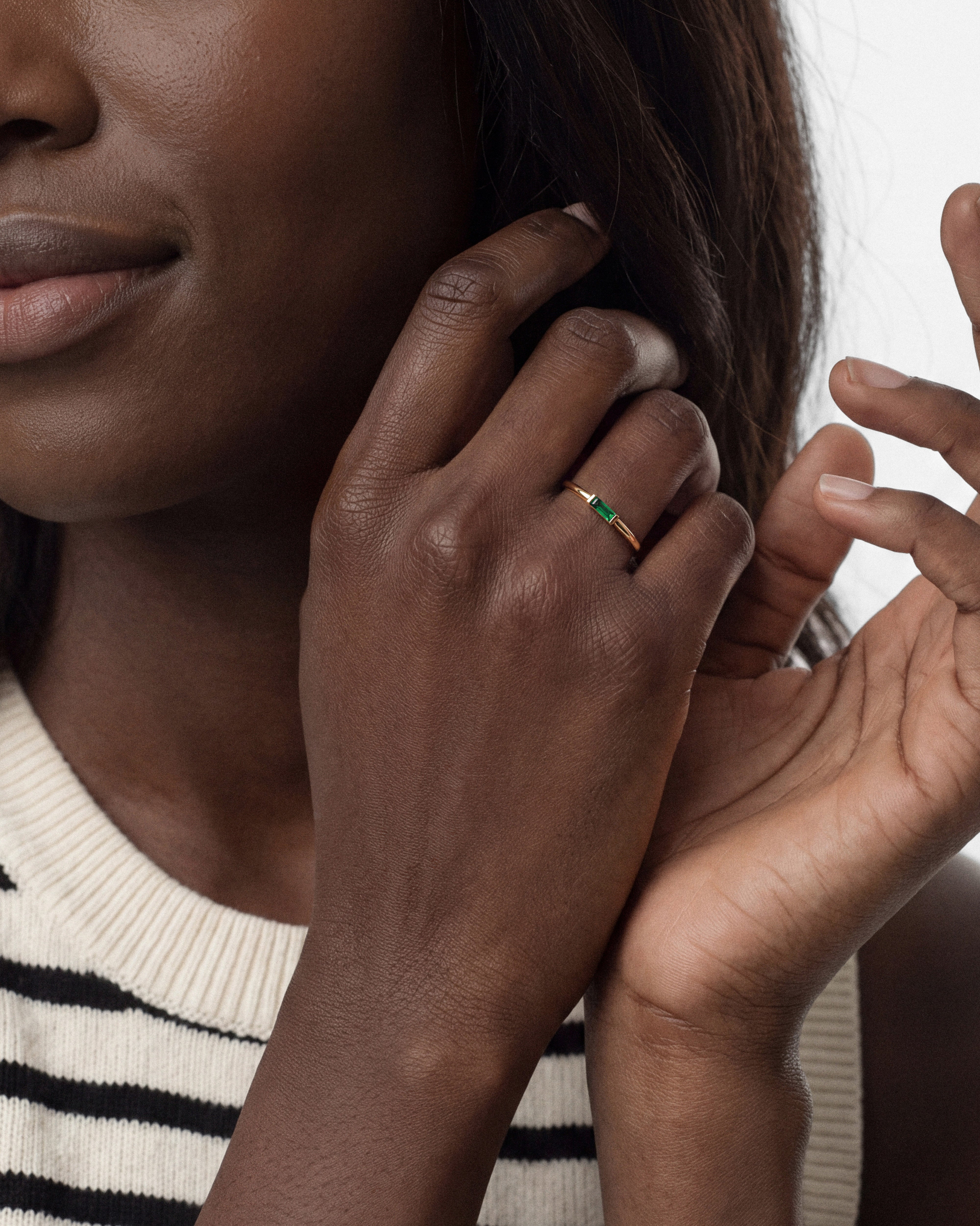 Bezel Set Baguette Birthstone Ring