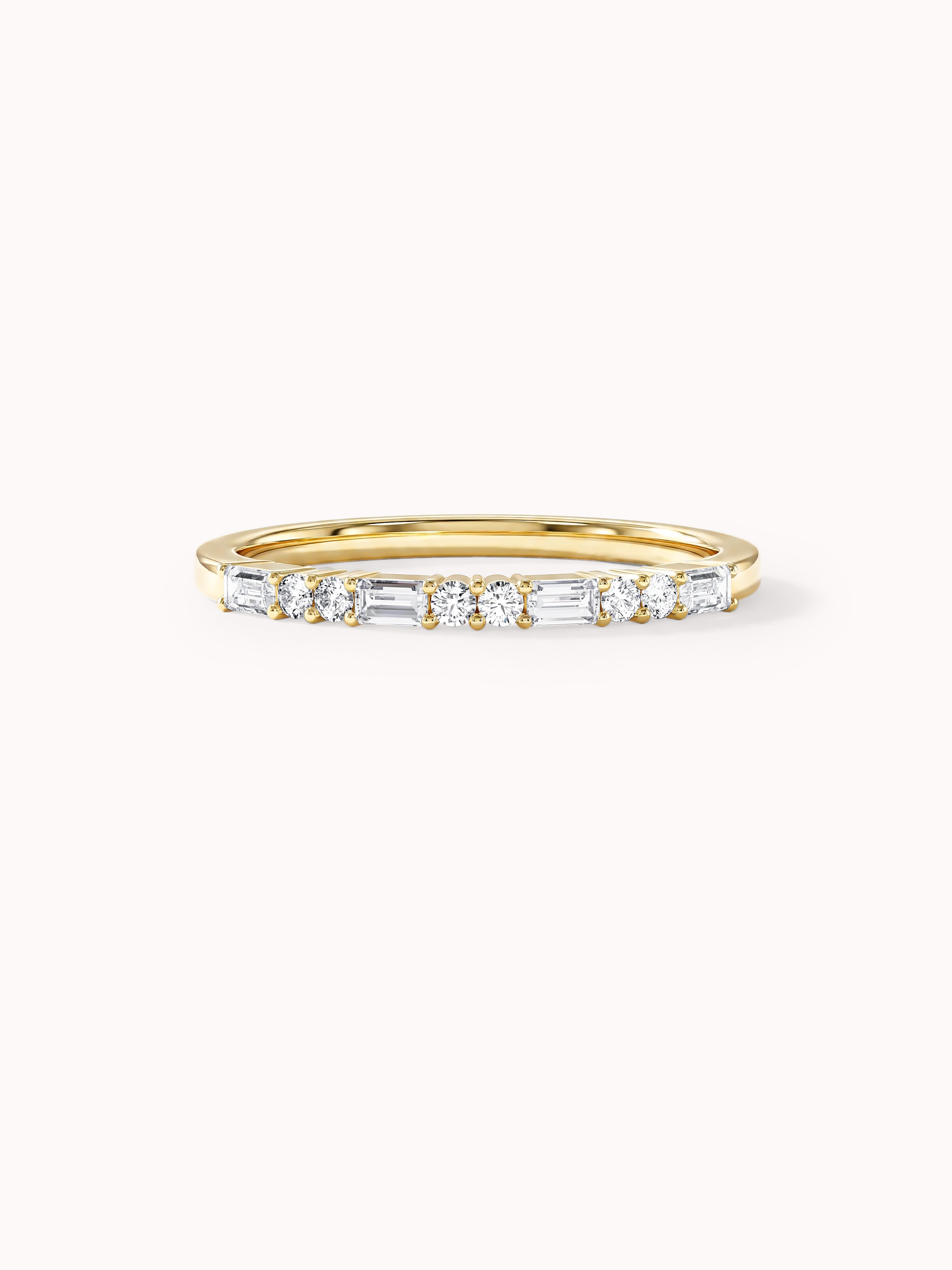Baguette and Double Round Birthstone Ring