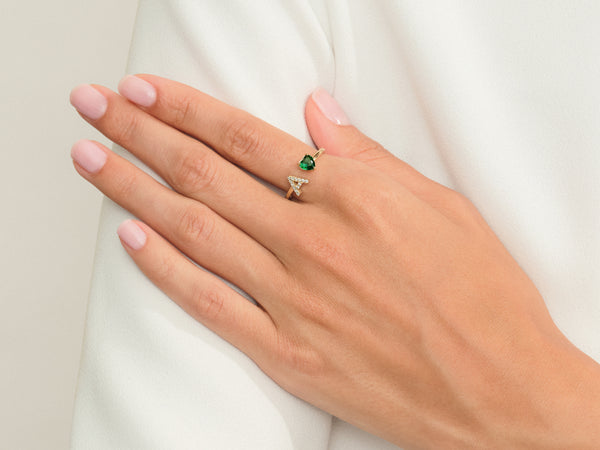 Letter Heart Birthstone Ring