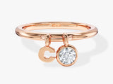 Initial Letter Charm Birthstone Ring