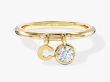 Initial Letter Charm Birthstone Ring