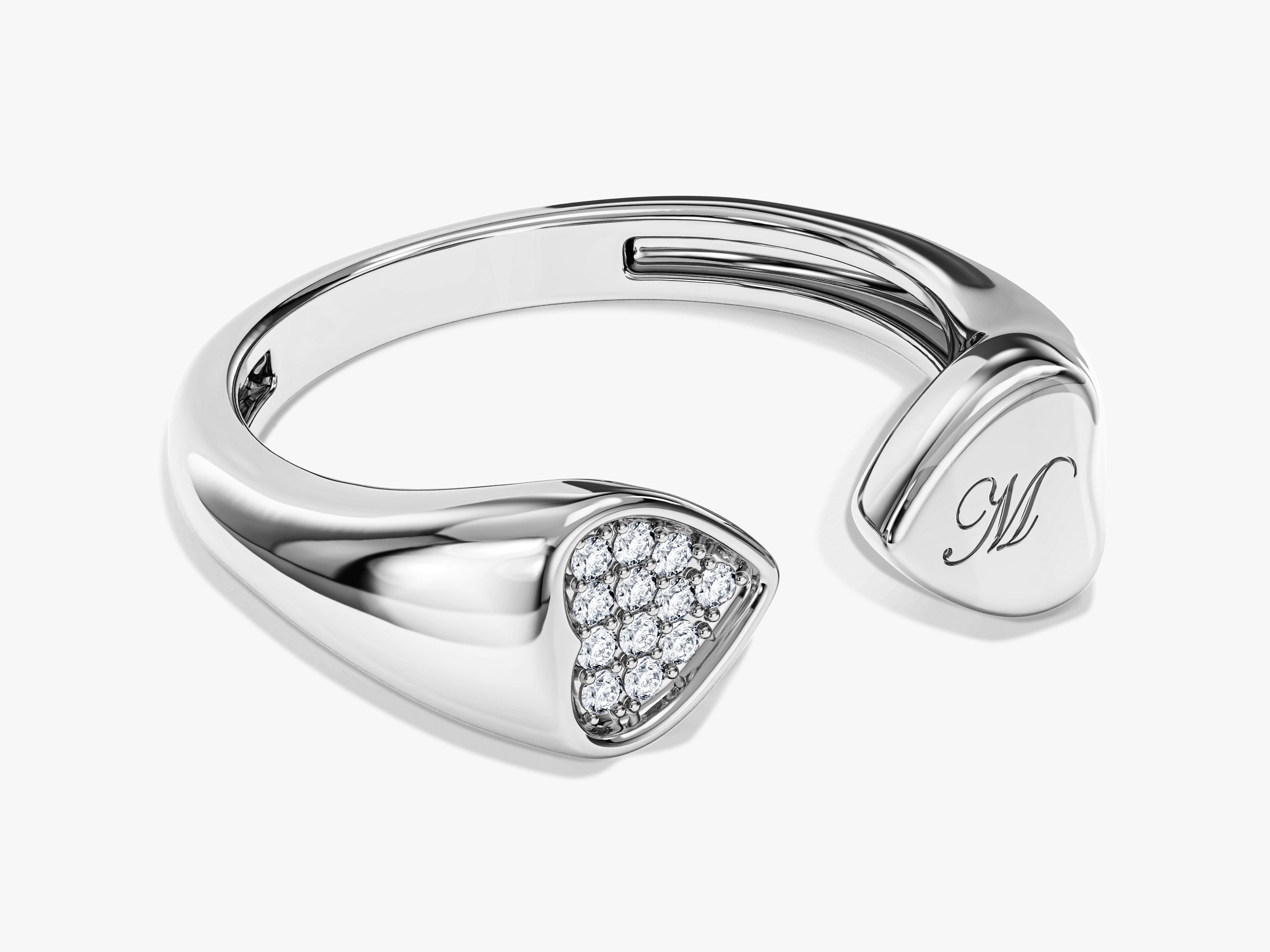 Heart Pave Set Open Ring