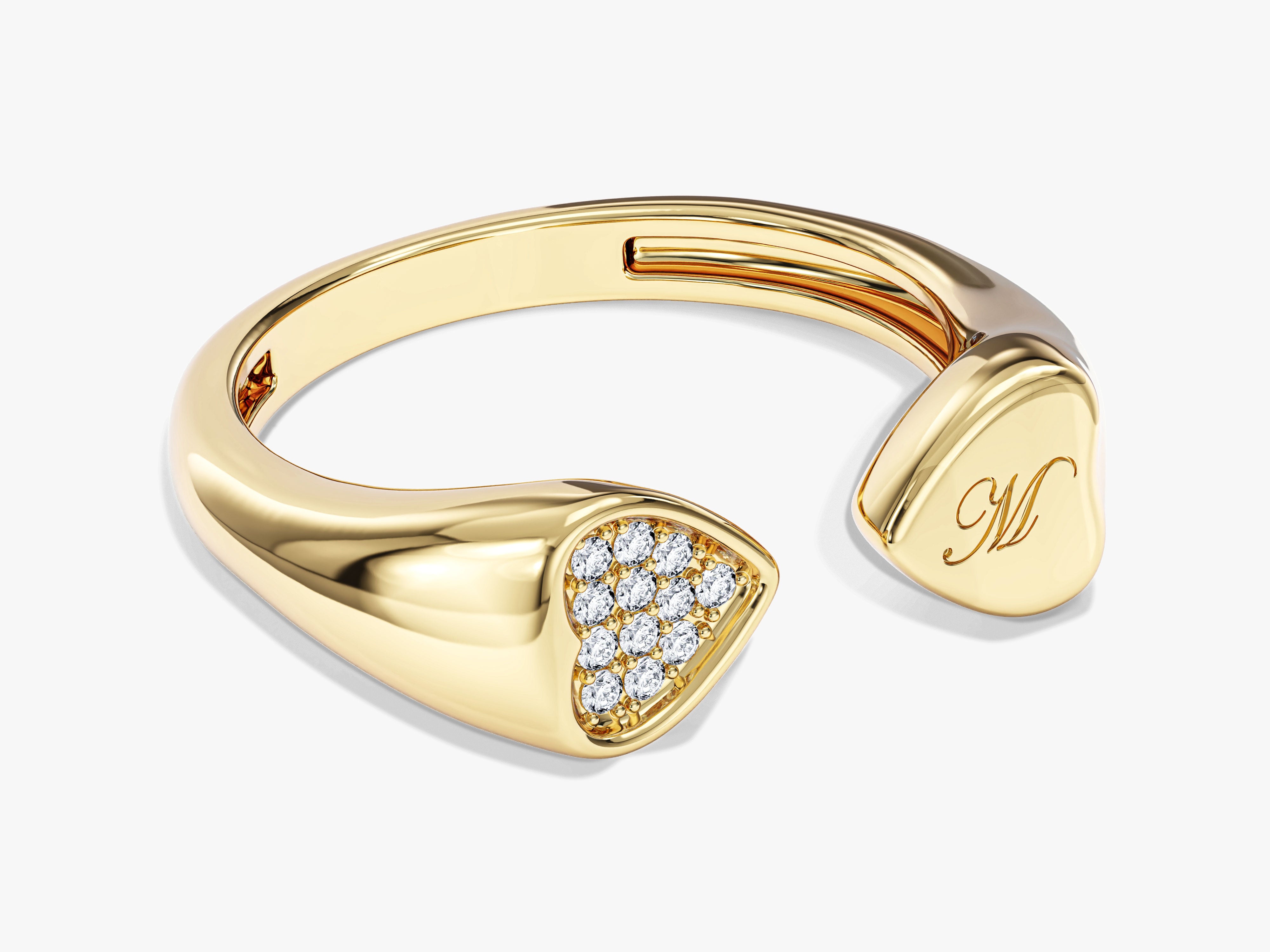 Heart Pave Set Open Ring