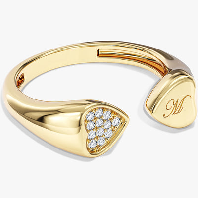 Heart Pave Set Open Ring