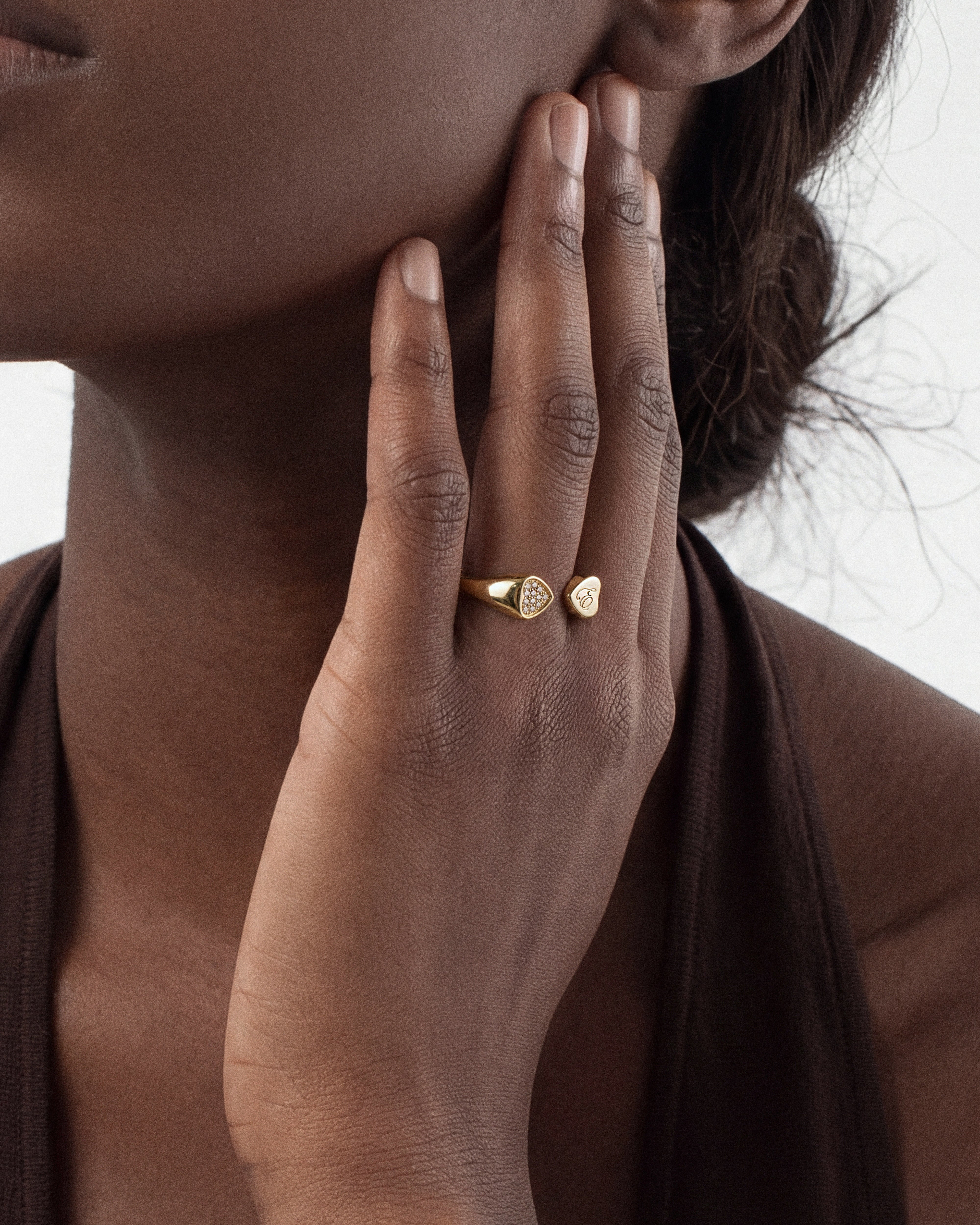 Heart Pave Set Open Ring