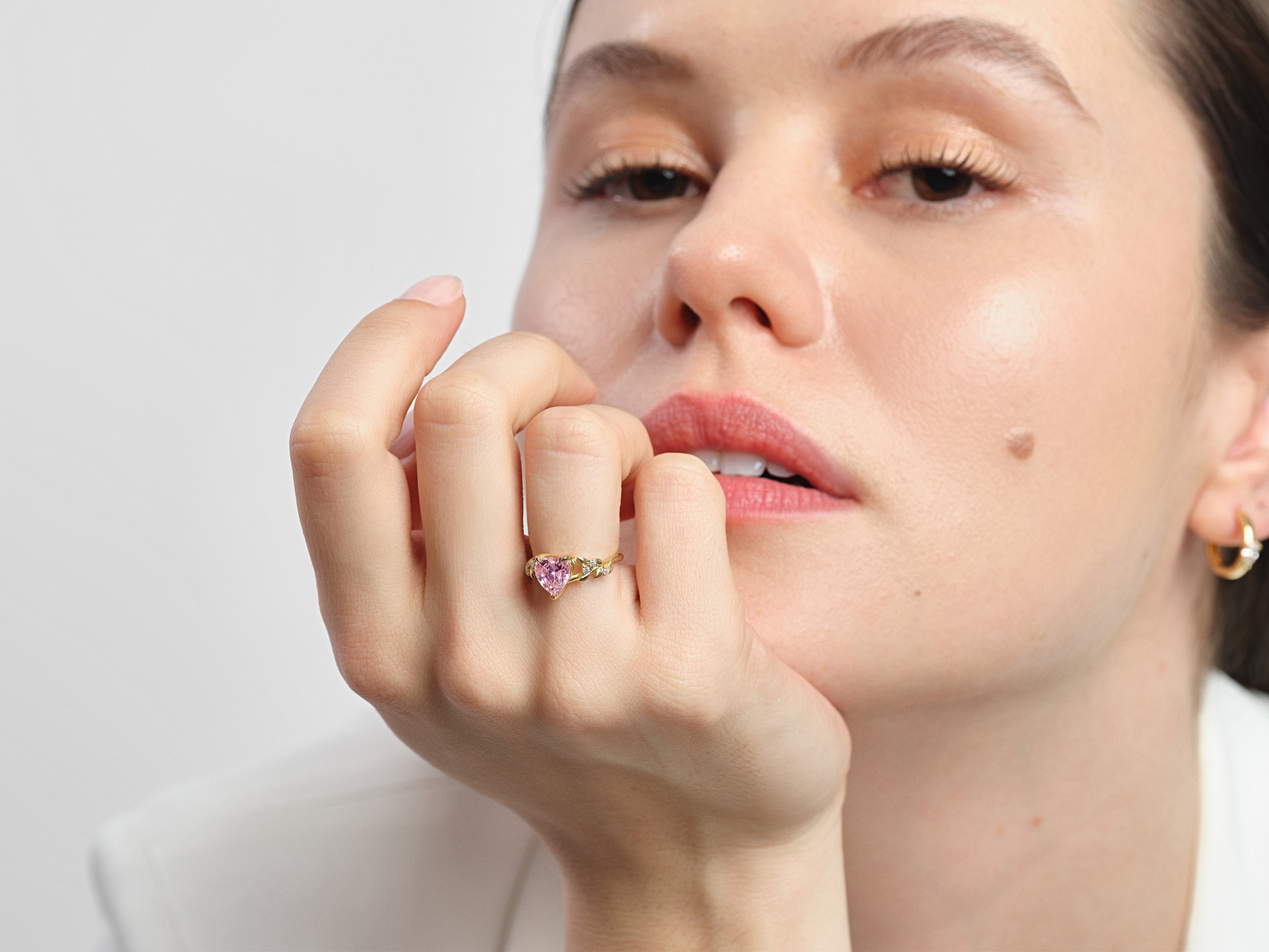 Nature Inspired Heart Birthstone Ring