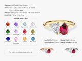 Heart and Pear Toi et Moi Birthstone Ring