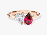 Heart and Pear Toi et Moi Birthstone Ring