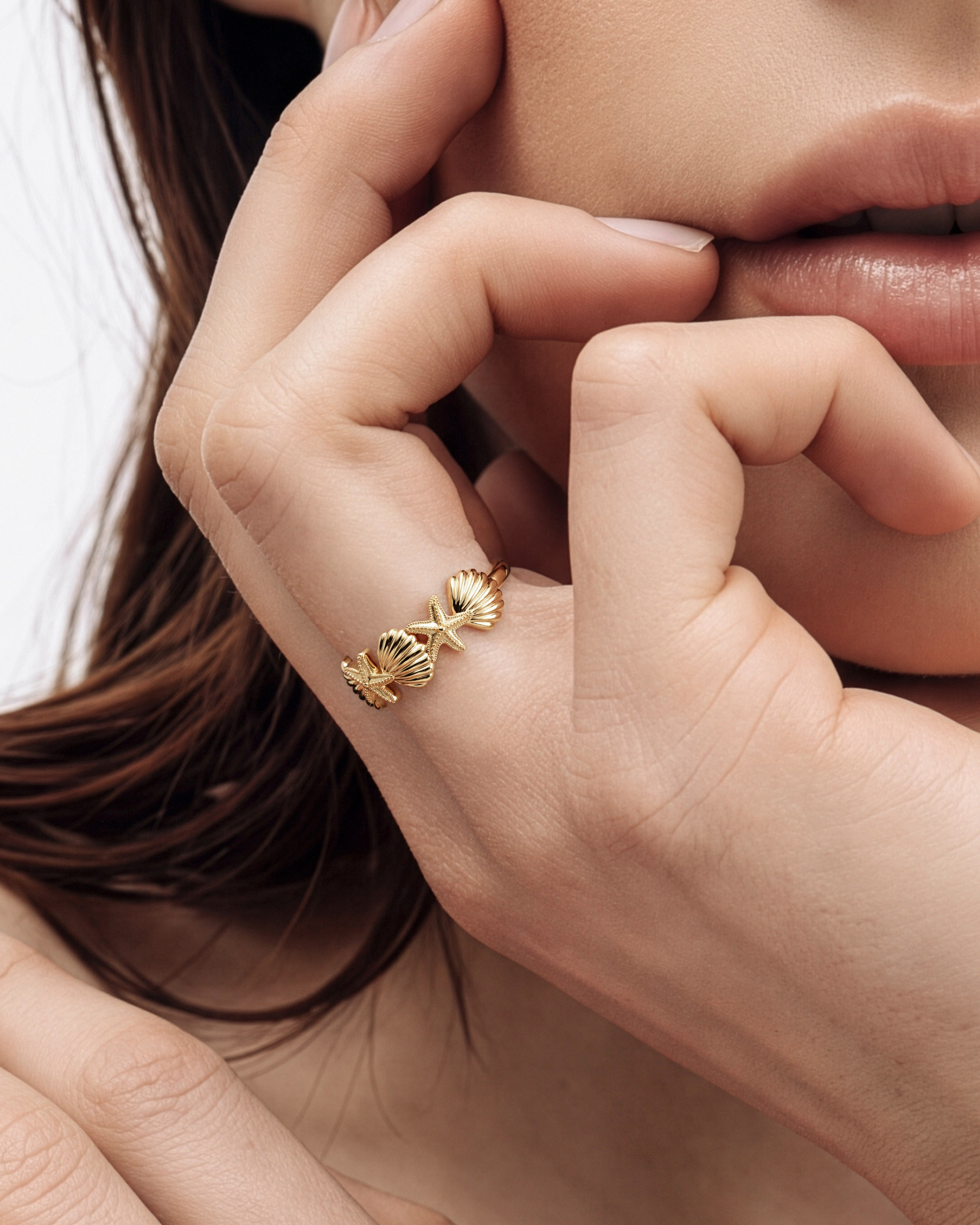 Seashell & Starfish Ring