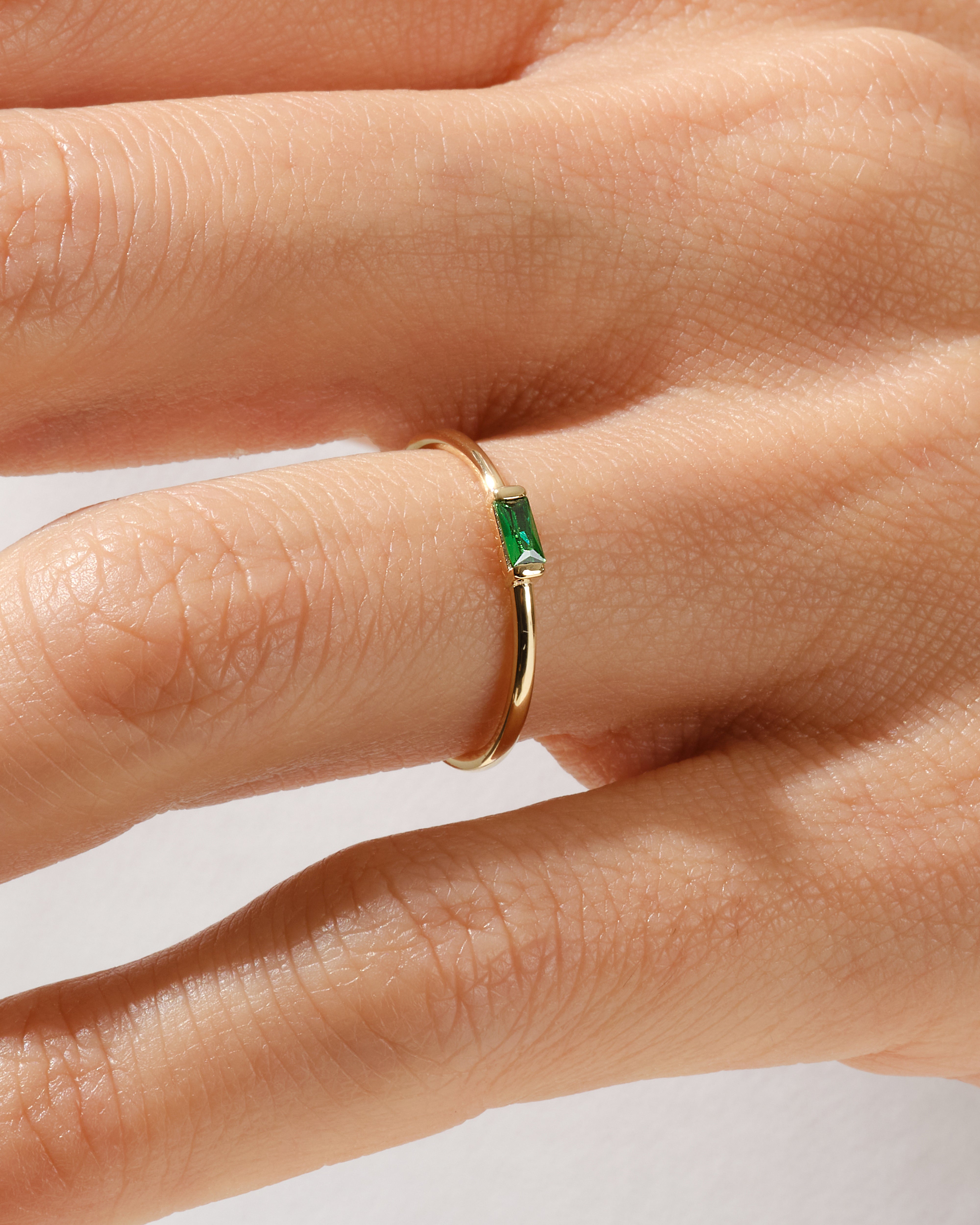 Bezel Set Baguette Birthstone Ring
