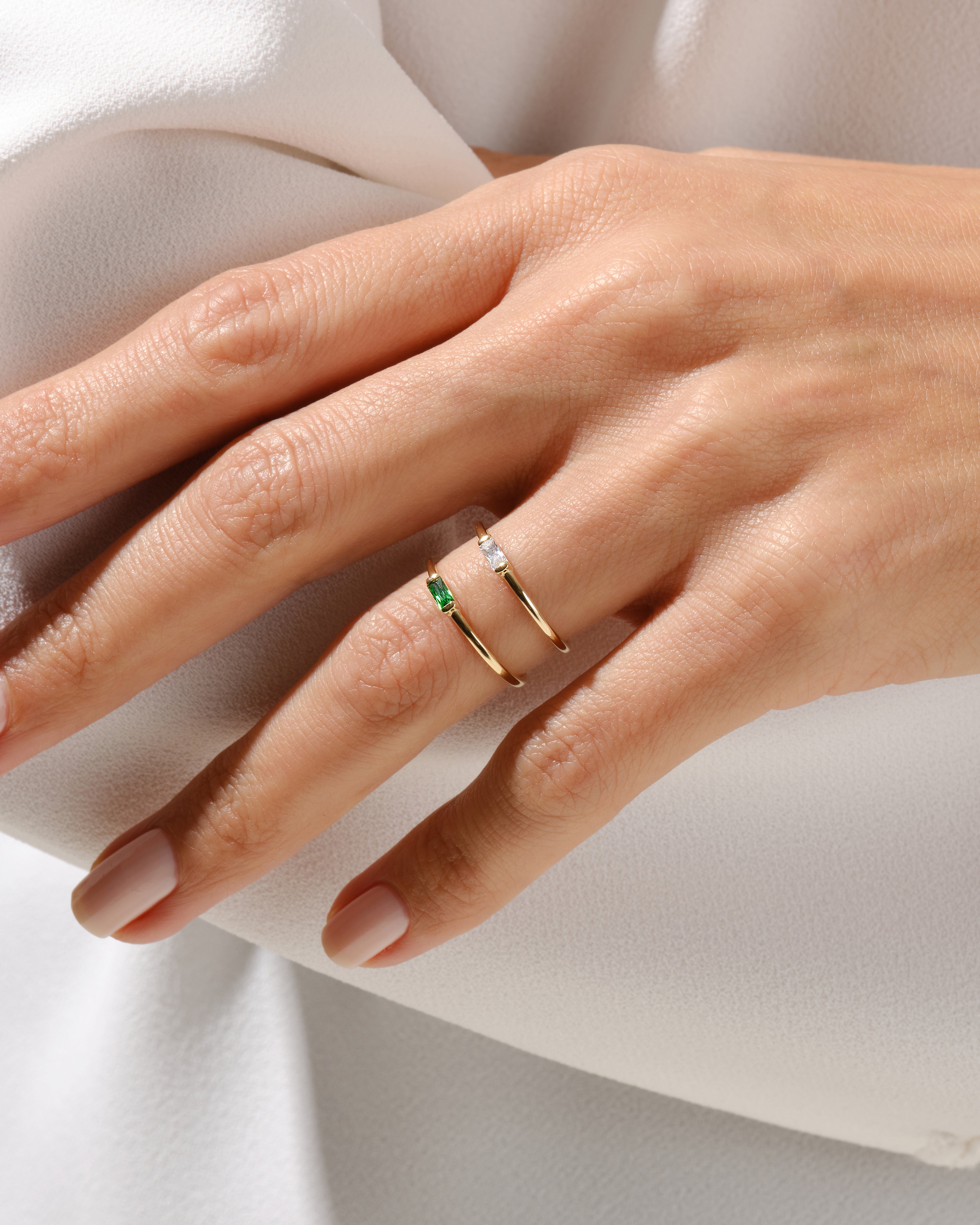 Bezel Set Baguette Birthstone Ring