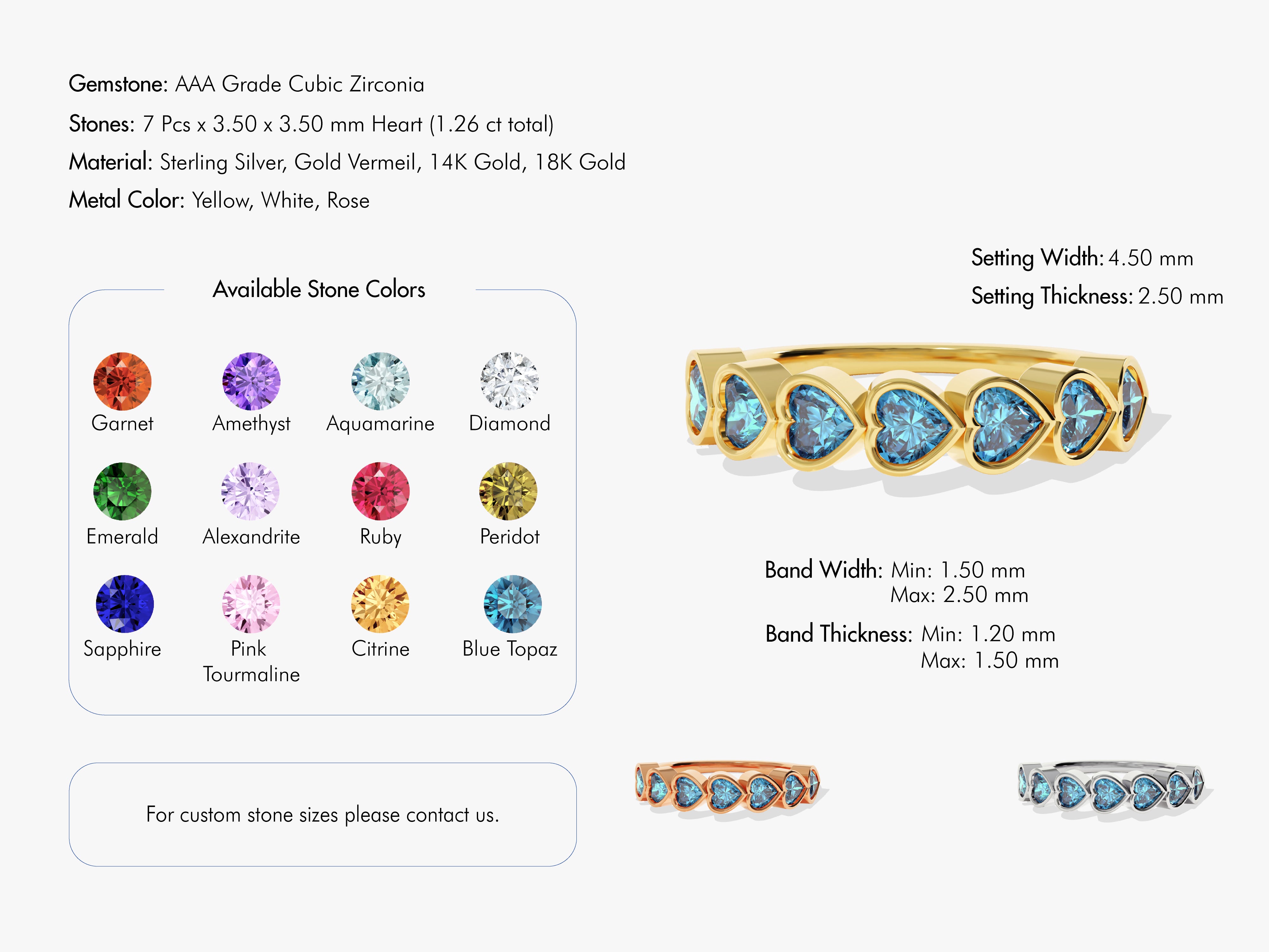 Halb-Ewigkeits-Herzschliff-Geburtssteinring