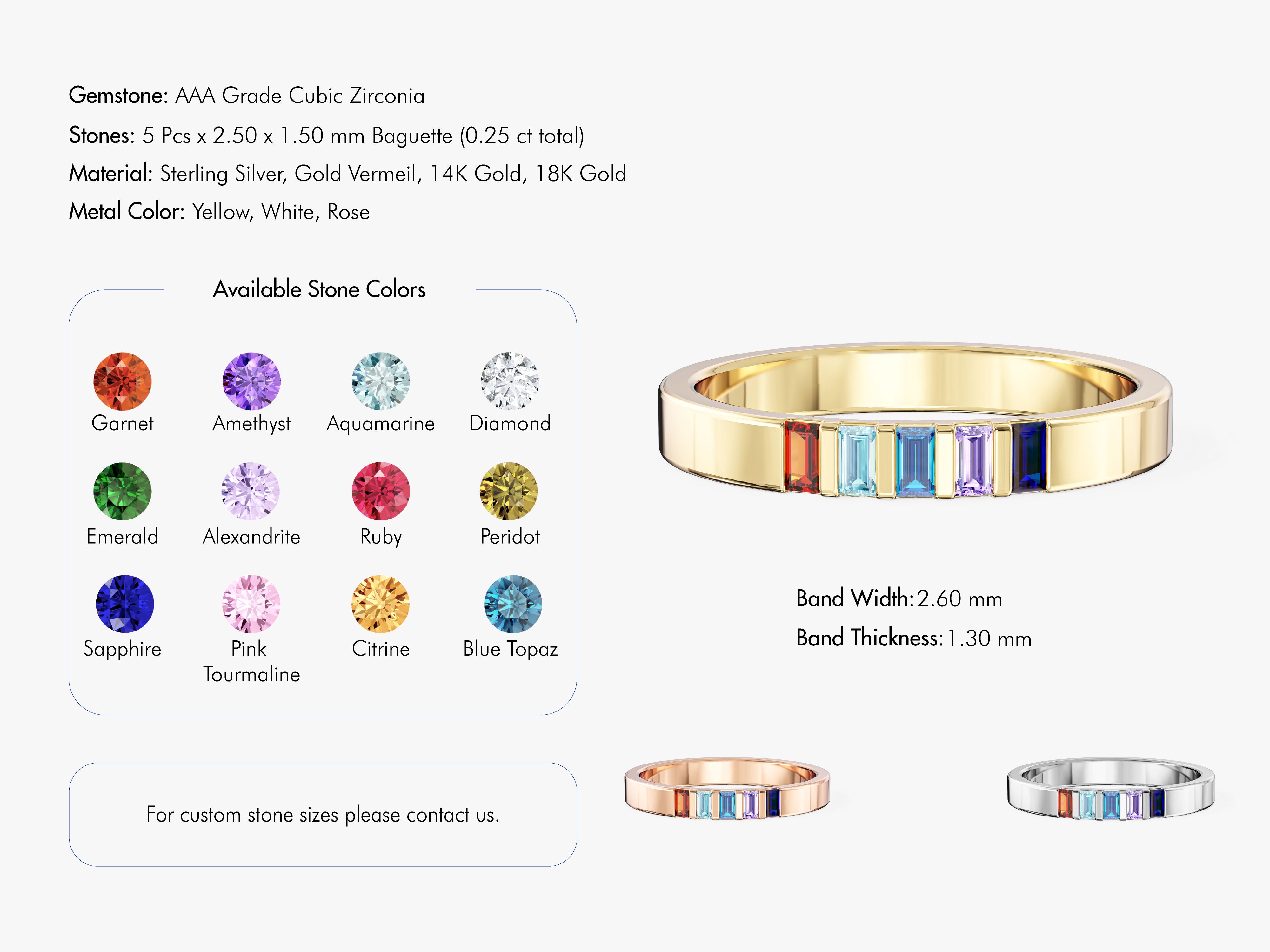 Baguette-Geburtsstein-Ring