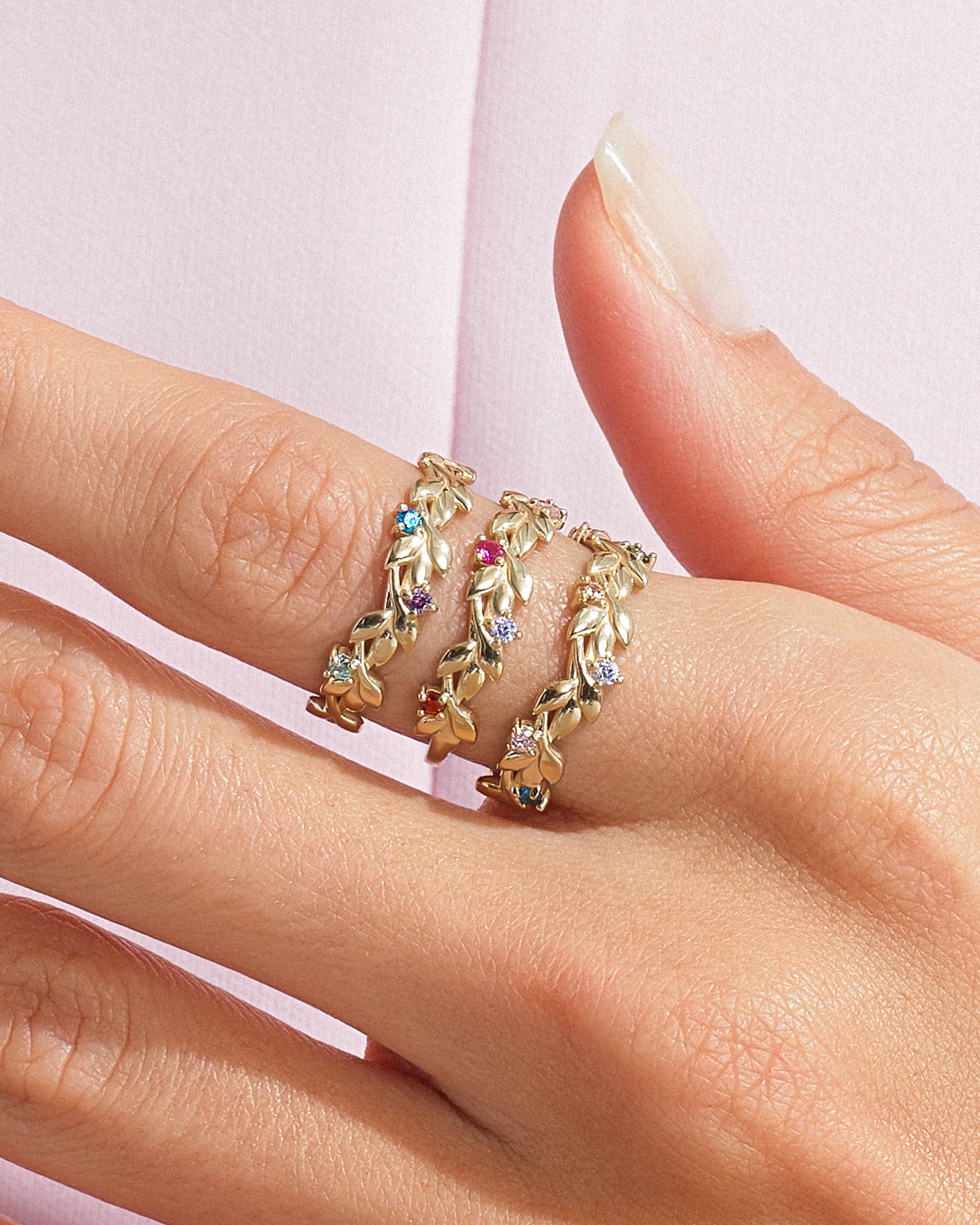 Floral Multi Birthstone Ring