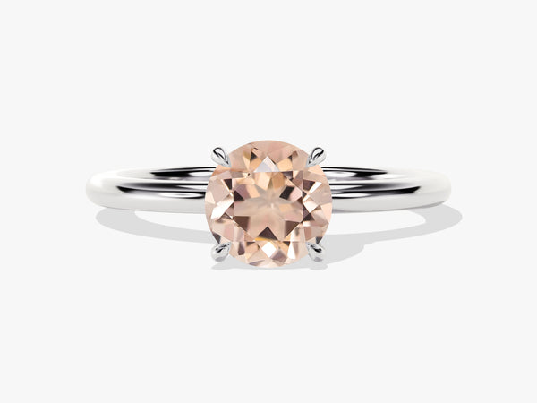 Oval morganite engagement ring in silver setting