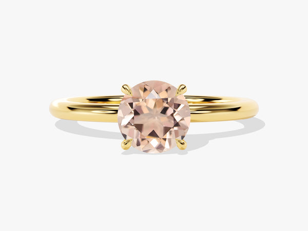 Round Cut Peach Morganite Solitaire Engagement Ring