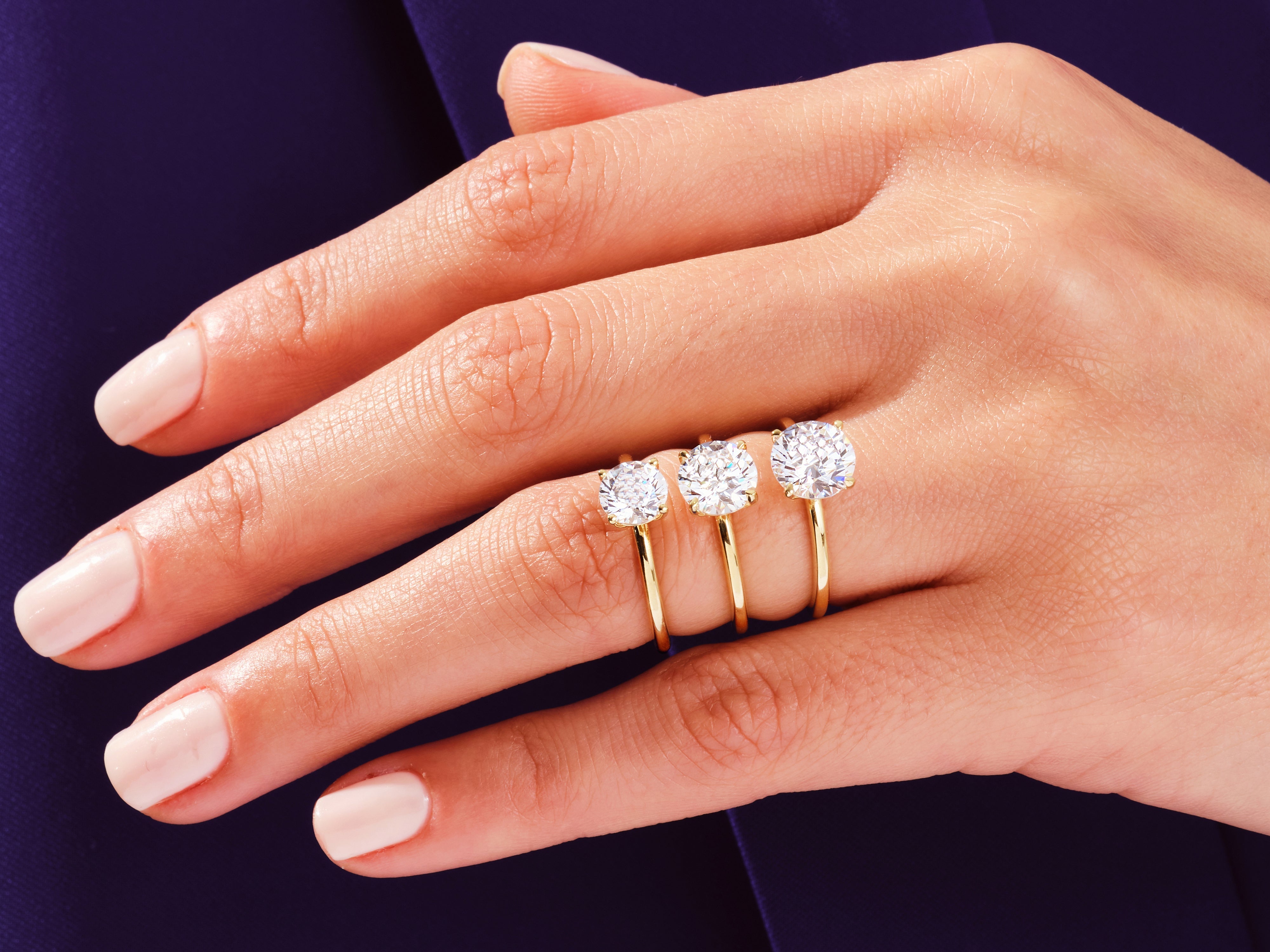 Diamond rings on a hand, luxury jewelry for women