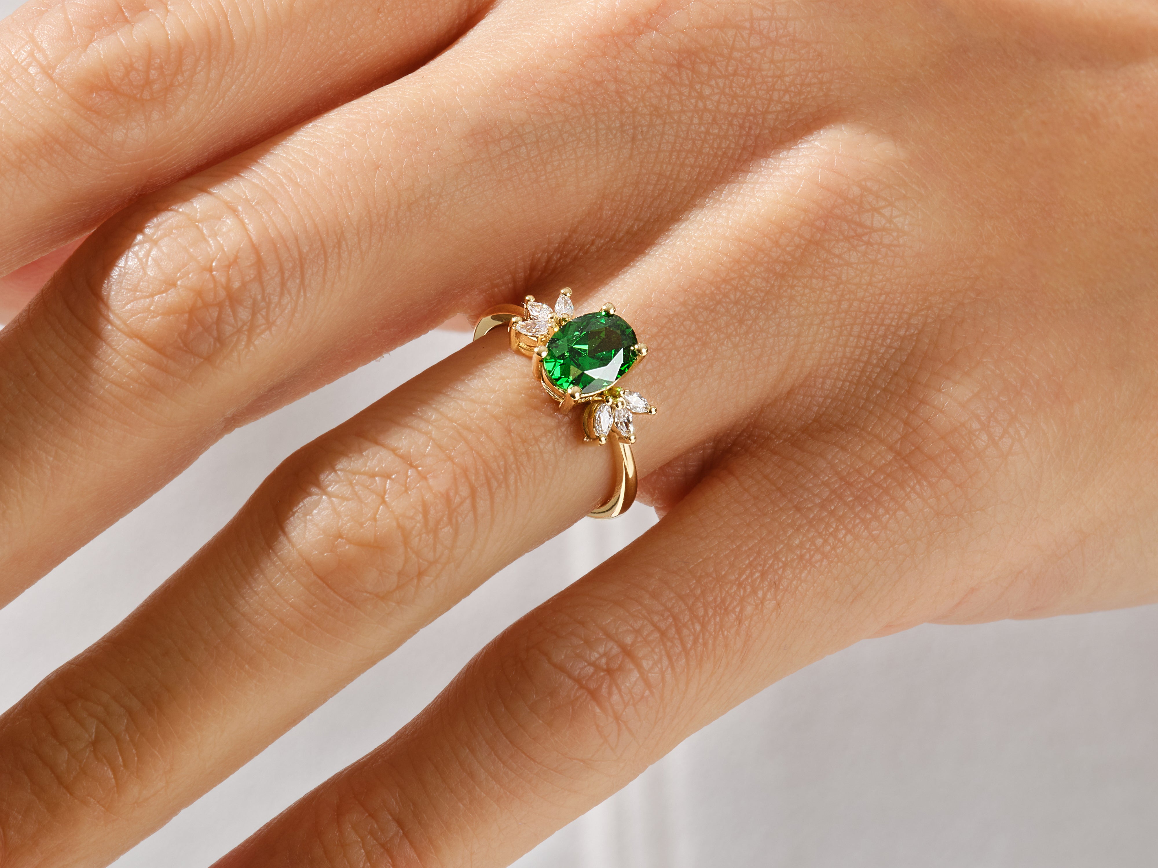 Oval Cluster Accent Alexandrite Ring in 14K Solid Gold