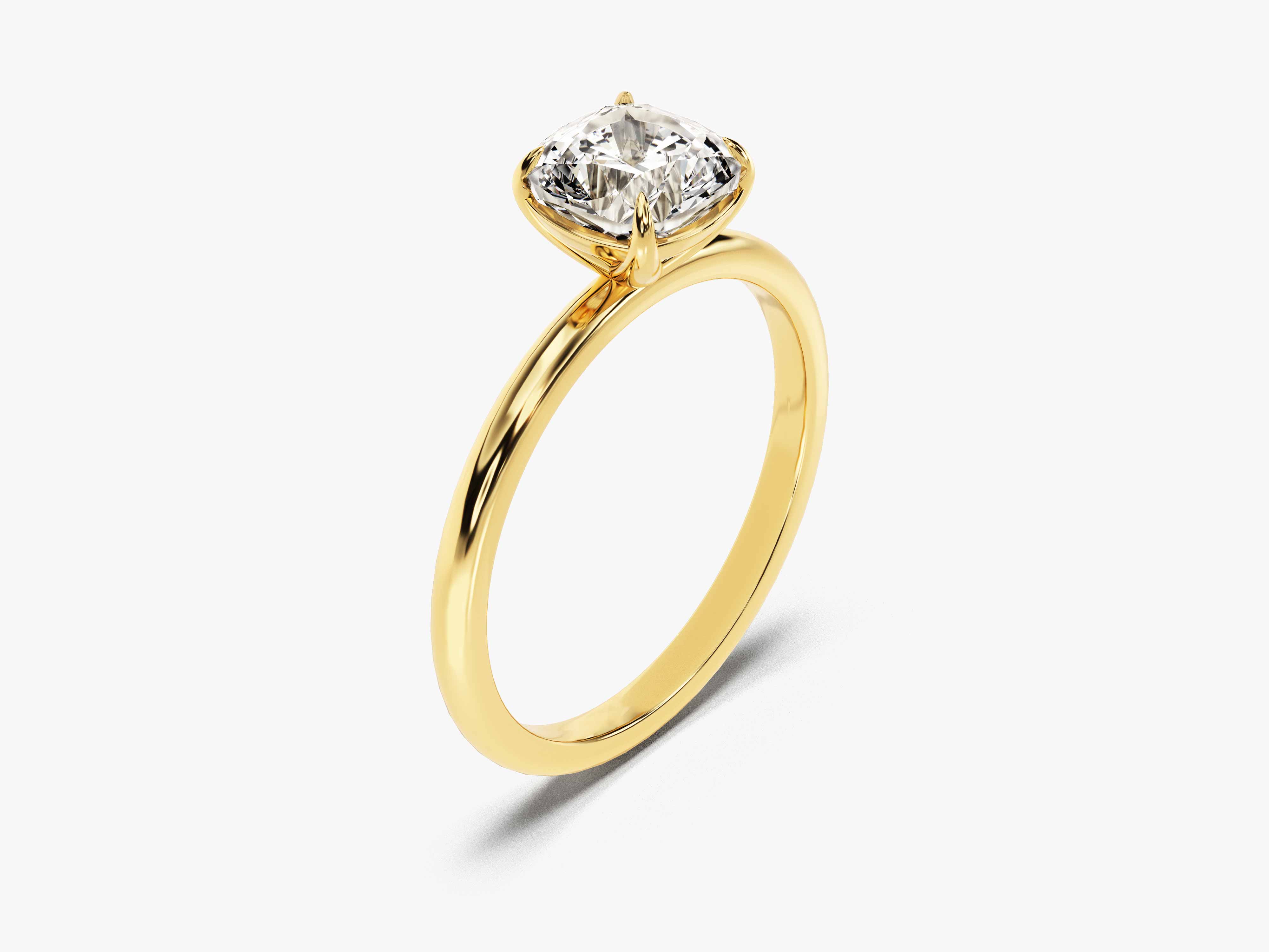 Gold ring with a cushion-cut diamond, jewelry, engagement ring