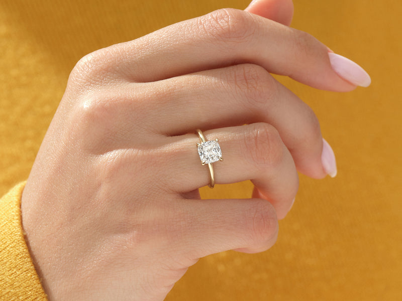 Cushion Cut Solitaire Lab Grown Diamond Engagement Ring (1.50 CT)