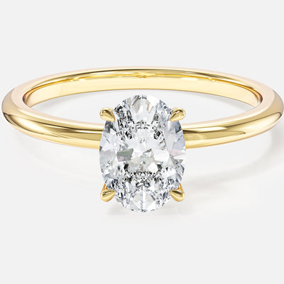 Verlobungsring mit ovalem Moissanit im Solitär-Stil (1,00 ct) mit 4 Krappen