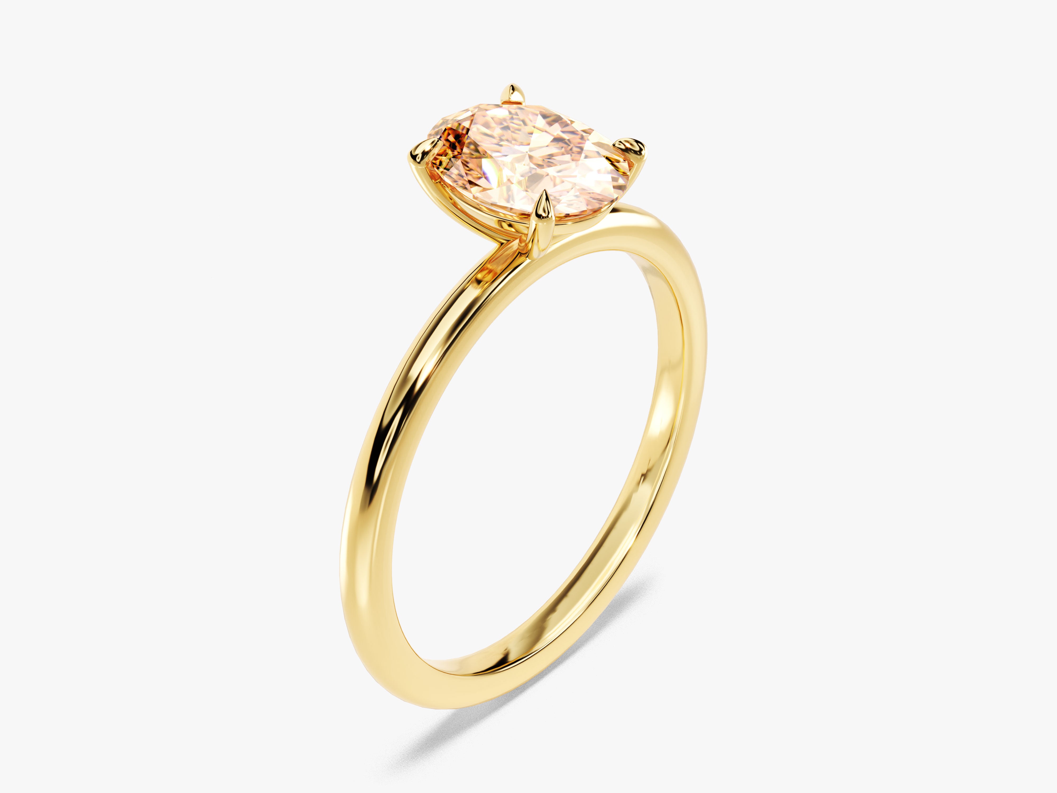 Gold ring with oval champagne diamond engagement jewelry
