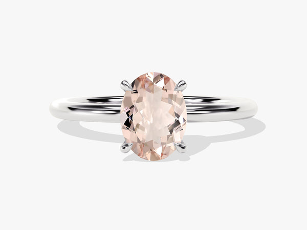 Oval morganite engagement ring with diamond band