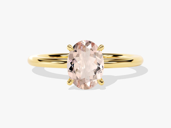 Oval Cut Peach Morganite Solitaire Engagement Ring